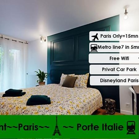 8 Personnes - 4 Rooms - 2 Salle De Bain - Metro 7 & 14 - Porte Italie - Private Car Park- Wifi Le Kremlin-Bicetre Bagian luar foto